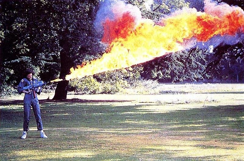 Sigourney Weaver testing the flamethrower for Alien