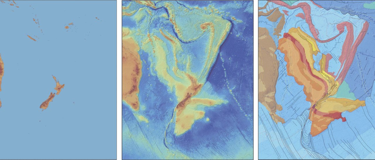 Map All Zealandia three panels no labels